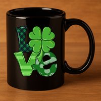 Love Shamrock St Patricks Day 11oz C Handle Ceramic Mug