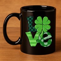 Love Shamrock St Patricks Day 11oz C Handle Ceramic Mug