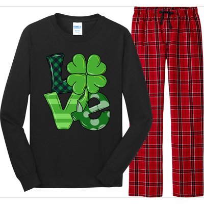 Love Shamrock St Patricks Day Long Sleeve Pajama Set