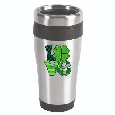 Love Shamrock St Patricks Day 16oz Travel Tumbler