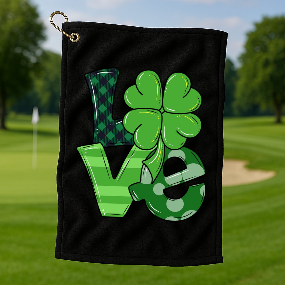 Love Shamrock St Patricks Day Golf Towel