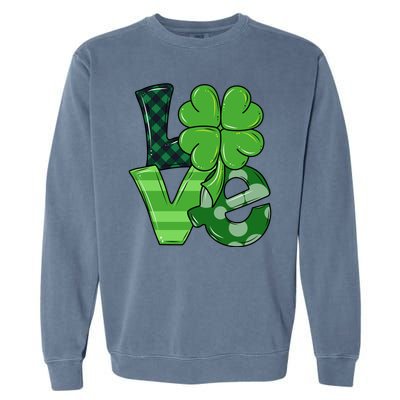 Love Shamrock St Patricks Day Garment-Dyed Sweatshirt