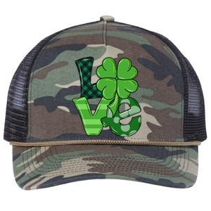 Love Shamrock St Patricks Day Retro Rope Trucker Hat Cap