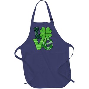 Love Shamrock St Patricks Day Full-Length Apron With Pockets