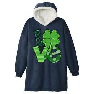 Love Shamrock St Patricks Day Hooded Wearable Blanket