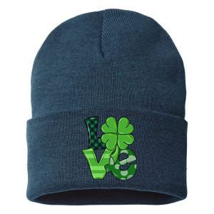 Love Shamrock St Patricks Day Sustainable Knit Beanie