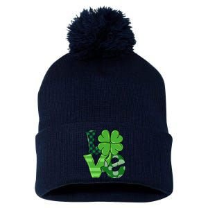 Love Shamrock St Patricks Day Pom Pom 12in Knit Beanie