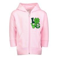 Love Shamrock St Patricks Day Toddler Zip Fleece Hoodie