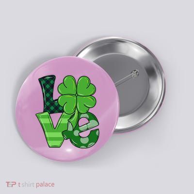 Love Shamrock St Patricks Day Button