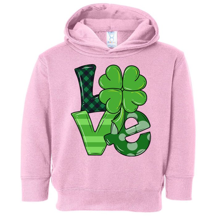 Love Shamrock St Patricks Day Toddler Hoodie