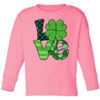 Love Shamrock St Patricks Day Toddler Long Sleeve Shirt