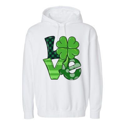 Love Shamrock St Patricks Day Garment-Dyed Fleece Hoodie