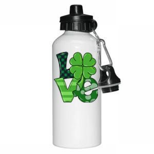 Love Shamrock St Patricks Day Aluminum Water Bottle