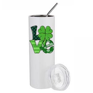 Love Shamrock St Patricks Day Stainless Steel Tumbler