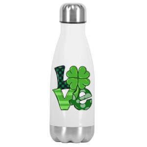 Love Shamrock St Patricks Day Stainless Steel Insulated Water Bottle