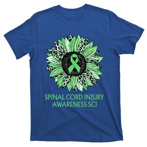 Leopard Sunflower Spinal Cord Injury Awareness Sci Green Gift T-Shirt