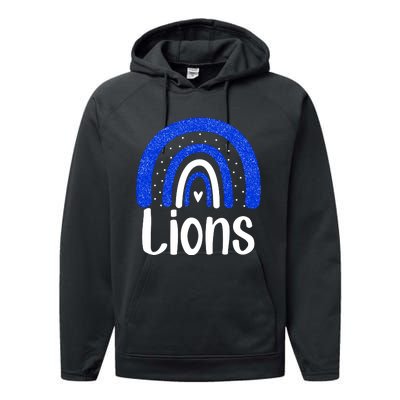 Lions School Sports Fan Team Spirit Performance Fleece Hoodie