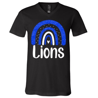 Lions School Sports Fan Team Spirit V-Neck T-Shirt