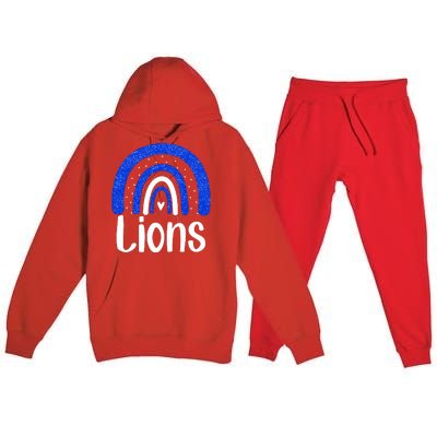 Lions School Sports Fan Team Spirit Premium Hooded Sweatsuit Set