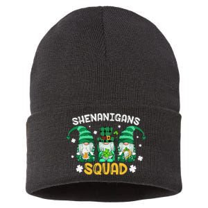 Leprechaun Shenanigans Squad st patrick green Gnomes  Sustainable Knit Beanie