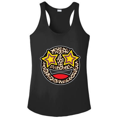 Leopard Star Smiley Face Cute Ladies PosiCharge Competitor Racerback Tank