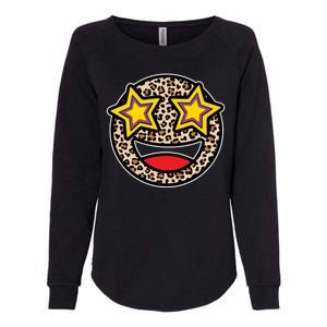 Leopard Star Smiley Face Cute Womens California Wash Sweatshirt