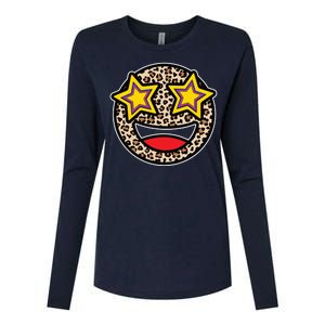 Leopard Star Smiley Face Cute Womens Cotton Relaxed Long Sleeve T-Shirt