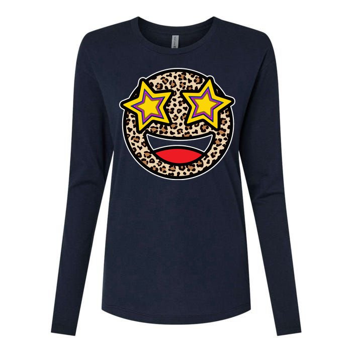 Leopard Star Smiley Face Cute Womens Cotton Relaxed Long Sleeve T-Shirt