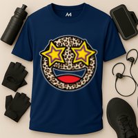 Leopard Star Smiley Face Cute Cooling Performance Crew T-Shirt