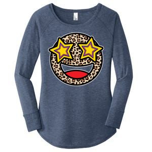 Leopard Star Smiley Face Cute Women's Perfect Tri Tunic Long Sleeve Shirt