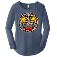 Leopard Star Smiley Face Cute Women's Perfect Tri Tunic Long Sleeve Shirt