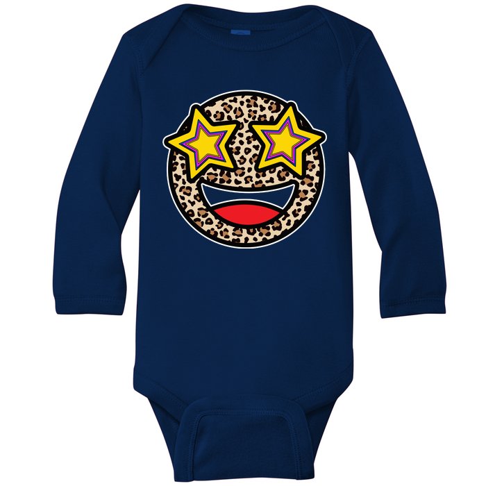 Leopard Star Smiley Face Cute Baby Long Sleeve Bodysuit