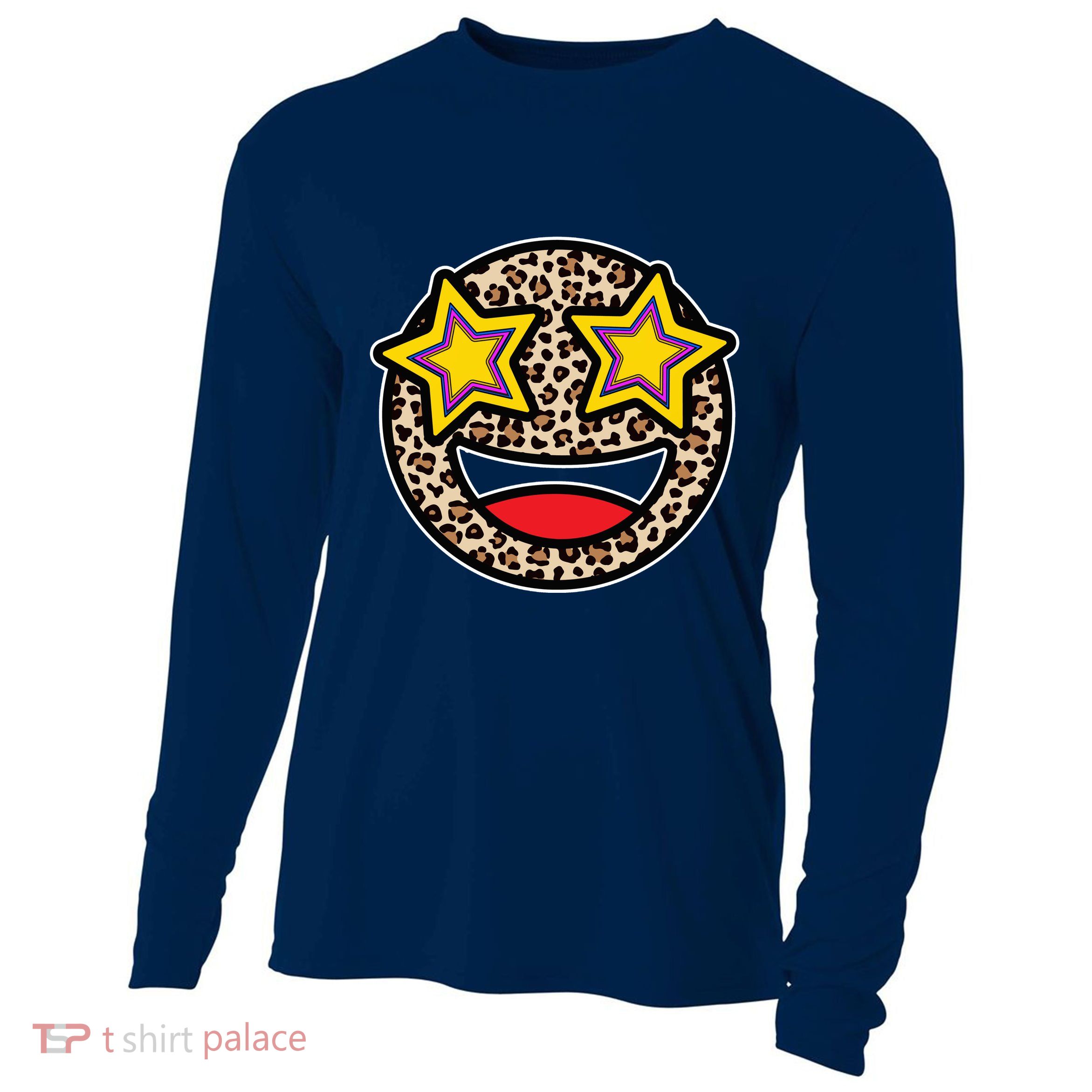 Leopard Star Smiley Face Cute Cooling Performance Long Sleeve Crew