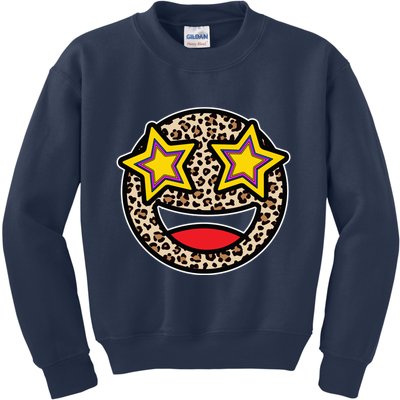 Leopard Star Smiley Face Cute Kids Sweatshirt