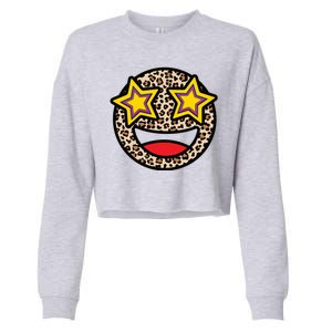 Leopard Star Smiley Face Cute Cropped Pullover Crew