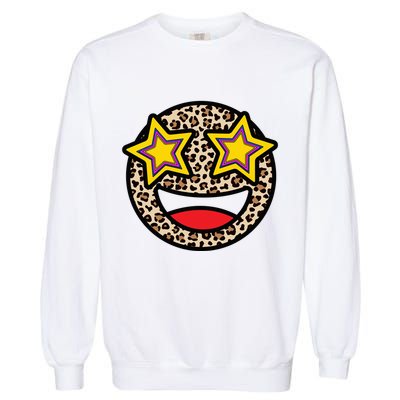 Leopard Star Smiley Face Cute Garment-Dyed Sweatshirt