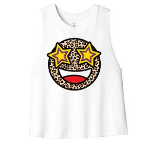 Leopard Star Smiley Face Cute Women's Racerback Cropped Tank