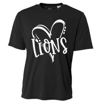 Lions School Sports Fan Team Spirit Heart Cooling Performance Crew T-Shirt