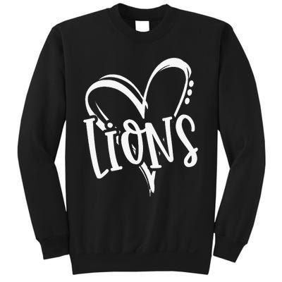 Lions School Sports Fan Team Spirit Heart Sweatshirt