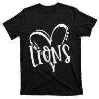 Lions School Sports Fan Team Spirit Heart T-Shirt