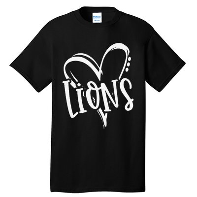 Lions School Sports Fan Team Spirit Heart Tall T-Shirt