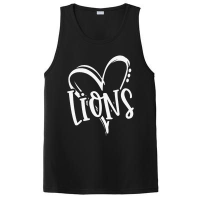 Lions School Sports Fan Team Spirit Heart PosiCharge Competitor Tank