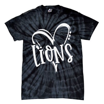 Lions School Sports Fan Team Spirit Heart Tie-Dye T-Shirt