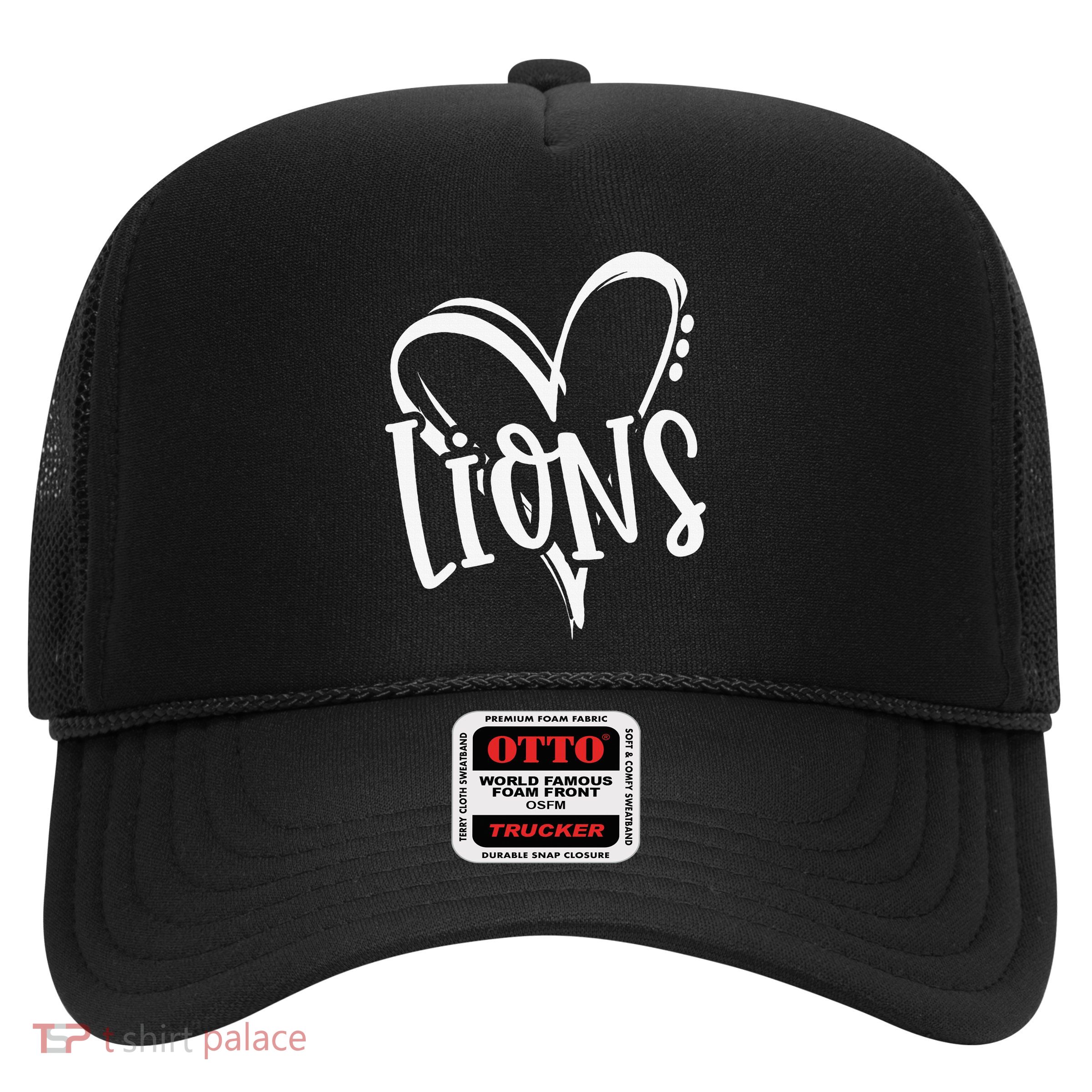 Lions School Sports Fan Team Spirit Heart Trucker Hat