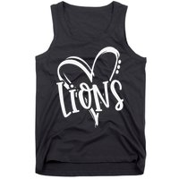 Lions School Sports Fan Team Spirit Heart Tank Top