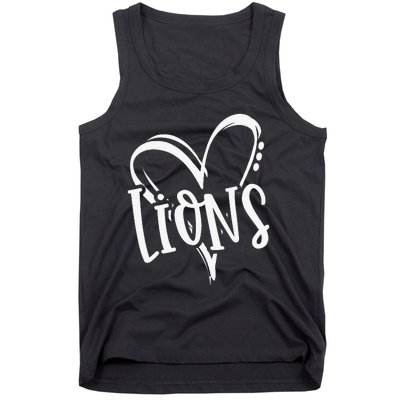 Lions School Sports Fan Team Spirit Heart Tank Top