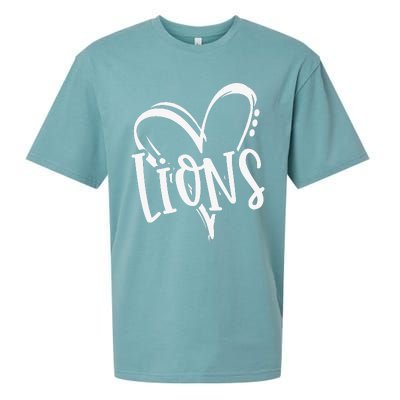 Lions School Sports Fan Team Spirit Heart Sueded Cloud Jersey T-Shirt