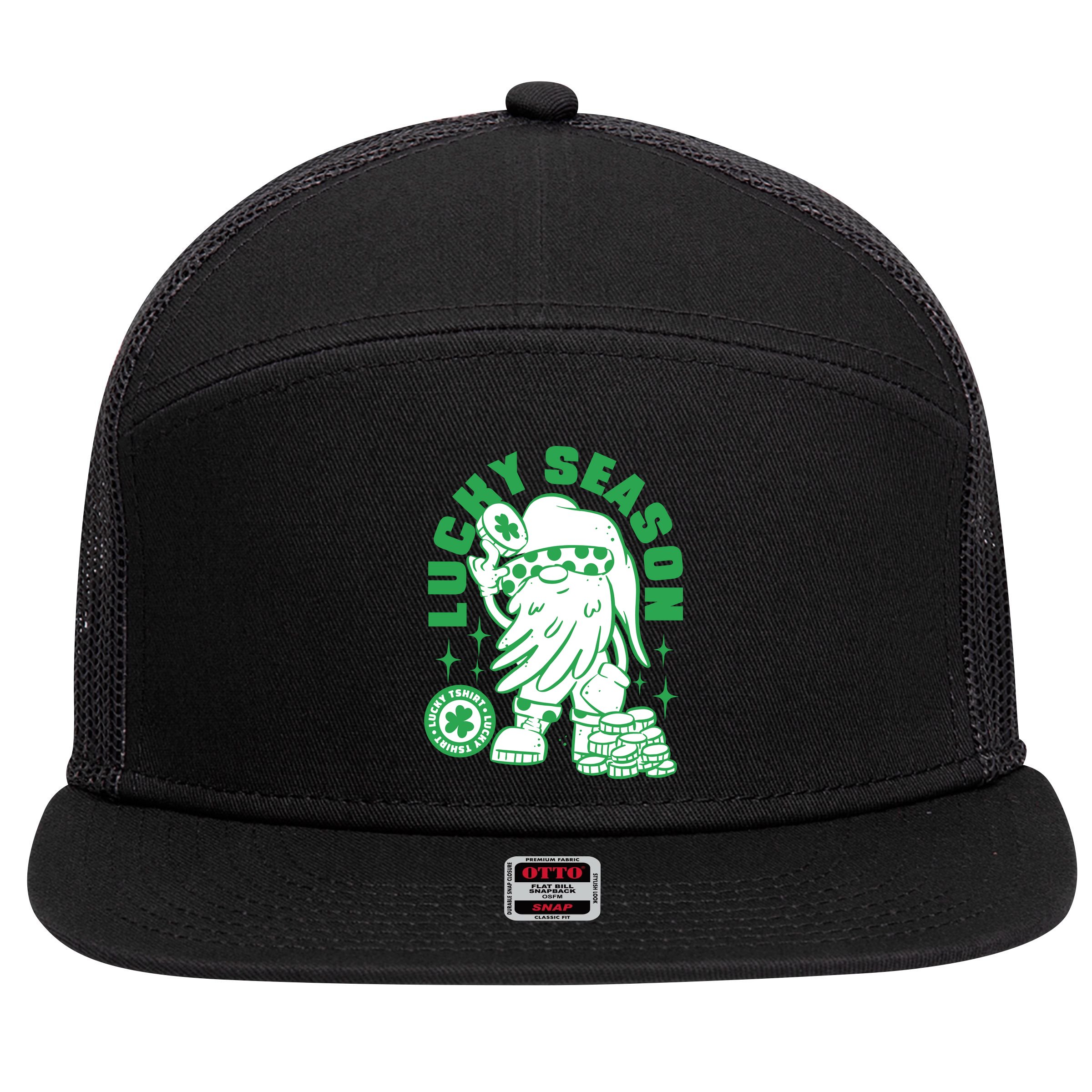 Lucky Season St Patrick's Day Lucky 7 Panel Mesh Trucker Snapback Hat