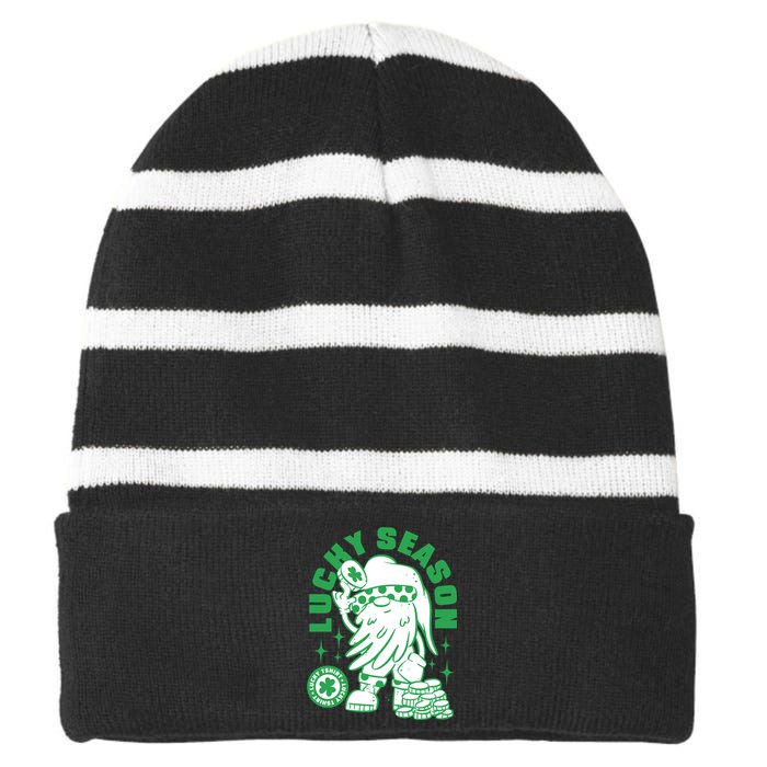 Lucky Season St Patrick's Day Lucky Striped Beanie with Solid Band