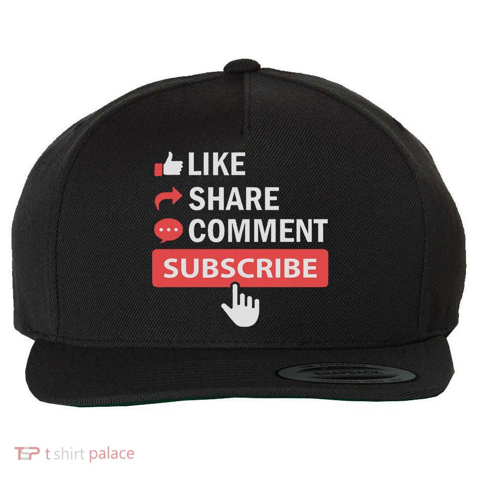 Like Share Subscribe Comment Video Livestream Blogging Wool Snapback Cap